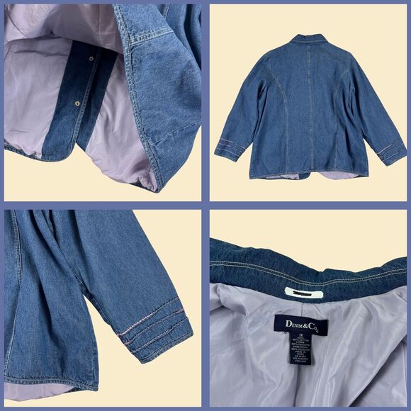 Y2K denim 1X jacket, vintage womens 2000s jean snap clasp jacket by Denim & Co - Picture 3 of 10